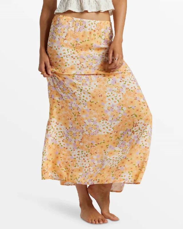 Midi Moment Printed Midi Skirt In Peach Whip